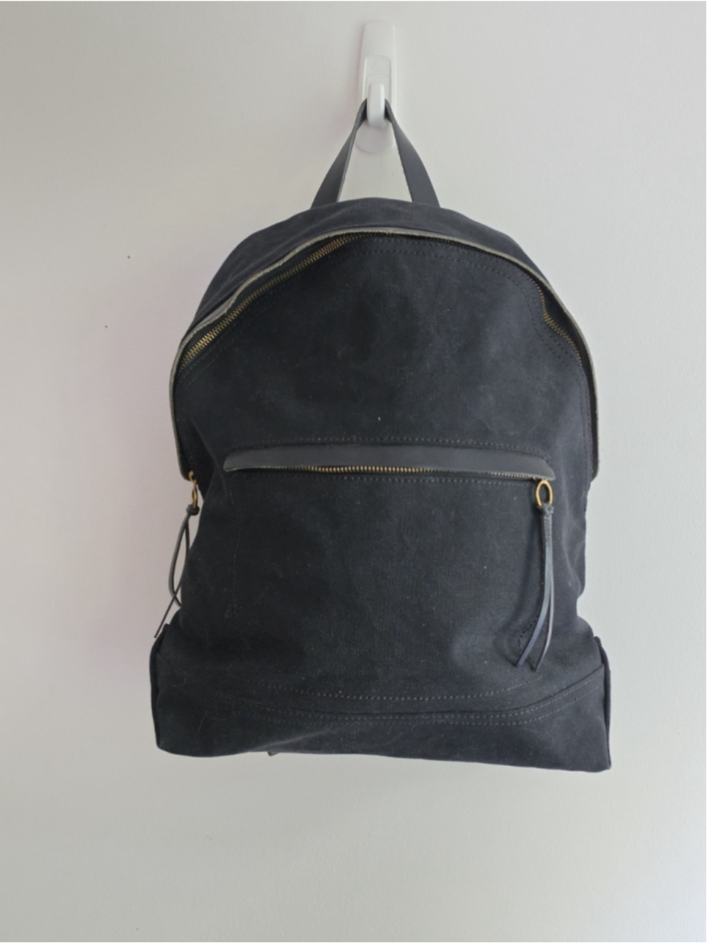 Madewell The Charleston Canvas Backpack Black Leather Trim Laptop Commuter Bag E